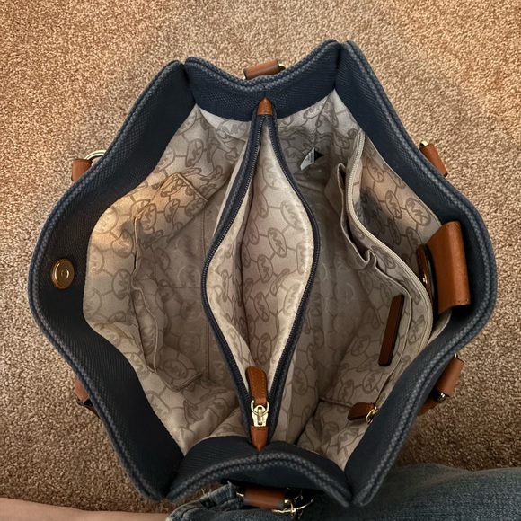 Michael Kors Dark Blue and Tan Satchel - Picture 4 of 4